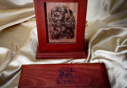 Hand burned pyrography or painted images available