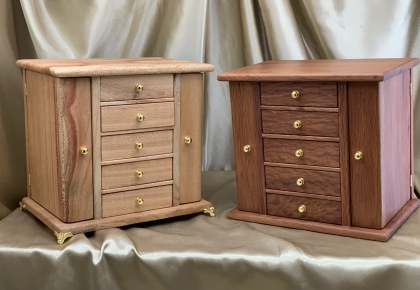 Limited Edition Timber Jewellery Boxes with Multiple Drawers and Side Wings