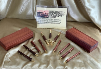 Pens and boxes made from Jarrah from the Old Mandurah Bridge 