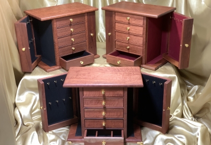 Limited Edition Handcrafted Wooden Jewellery Boxes with Multiple Drawers and / or Wings