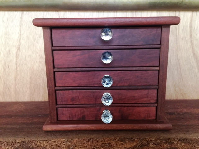 Jarrah Designer Jewellery Box with 5 Drawers and Chrystal Knobs - 1811