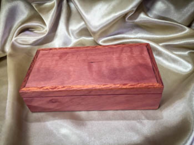 Jarrah Treasure Box with Sheoak Beading and Burgundy Lining (PTBS19005-L5873)