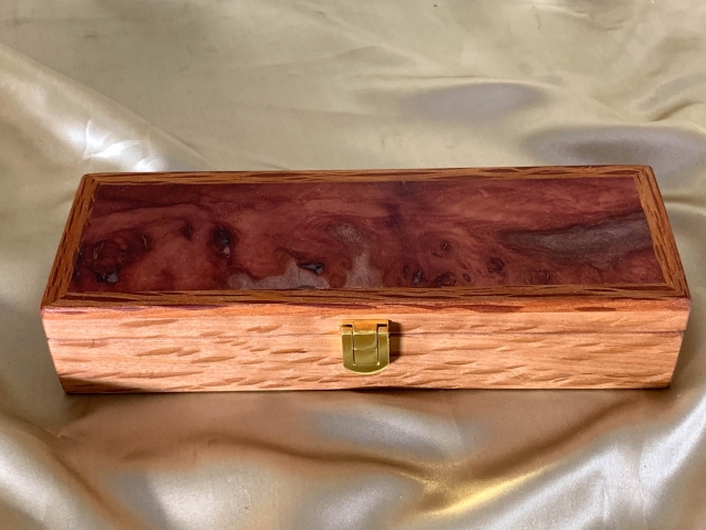 PB 2608PB2-L0829 - Premium Pen Box Handcrafted from Australian Sheoak with Jarrah Burl Lid