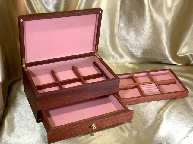 PJBDT 261001-L1315 - Premium Handcrafted Wooden Jewellery Box with Drawer AND Tray