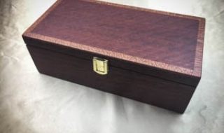 Jarrah Jewellery Box (Slim Line) with Beefwood Lid, Top Tray, Black Lining (PJBT19006-2469) SOLD