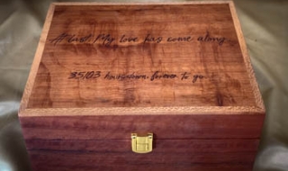 Pyrography Example - Personalised box with verse