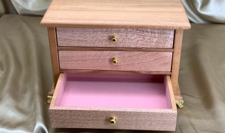 LE3D 22004-L3677 Limited Edition Western Australian Silky Oak timber Jewellery Box with 3 Drawers SOLD