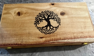 Pyro - 23LE6860 - Example of Tree of Life on Silky Oak Oil Box 