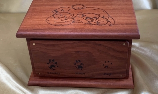 Pyro - 23L6712 - Example of Multiple Images on Jarrah Pet Cremation Box