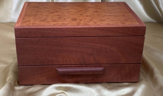 PJBDT 2324-L8304 - Jarrah Jewellery Box with Bottom Drawer and Top Tray SOLD