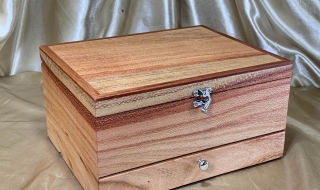 PJBDT 242504-L3832 - Premium Silky Oak Jewellery Box with Drawer and Tray - Hand Made in Australia SOLD