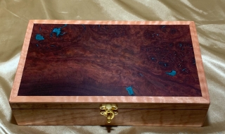 LEDRKB 25001-L4124 - Limited Edition Pink Jarrah Keepsake Box with Resin Filled Jarrah Burl Lid