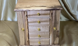 LEDMD5W 25033-L5105 - Limited Edition 5 Drawer Jewellery Box with Wings - Australian Spalted Marri
