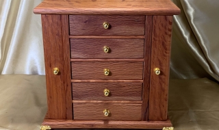 LEDMD5W 25034-L5215 - Limited Edition Australian Sheoak Jewellery Box with 5 Drawers and Side Wings