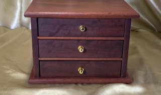 LEDM3 251107-L7140 - Limited Edition 3 Drawer Handcrafted Jarrah Jewellery Box SOLD