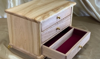 LEDMD3 25026-L4994 - Limited Edition 3 Drawer Wooden Jewellery Box Hand Crafted from Australian Yellow Tingle