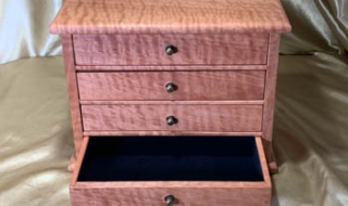 LEDM4 251202-L7307 - Limited Edition 4 Drawer Wooden Jewellery Box - Australian Pink JarRah SOLD